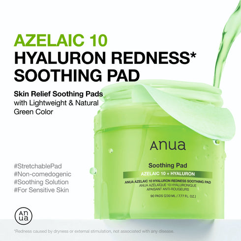 Tratament rapid ANUA Redness Soothing Pad – material elastic, zone largi, calmează iritaţia